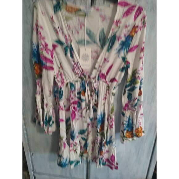 Blue Island Bathing Suit Cover Up Boho Nwt Size Small Floral Multicolor - Picture 2 of 9